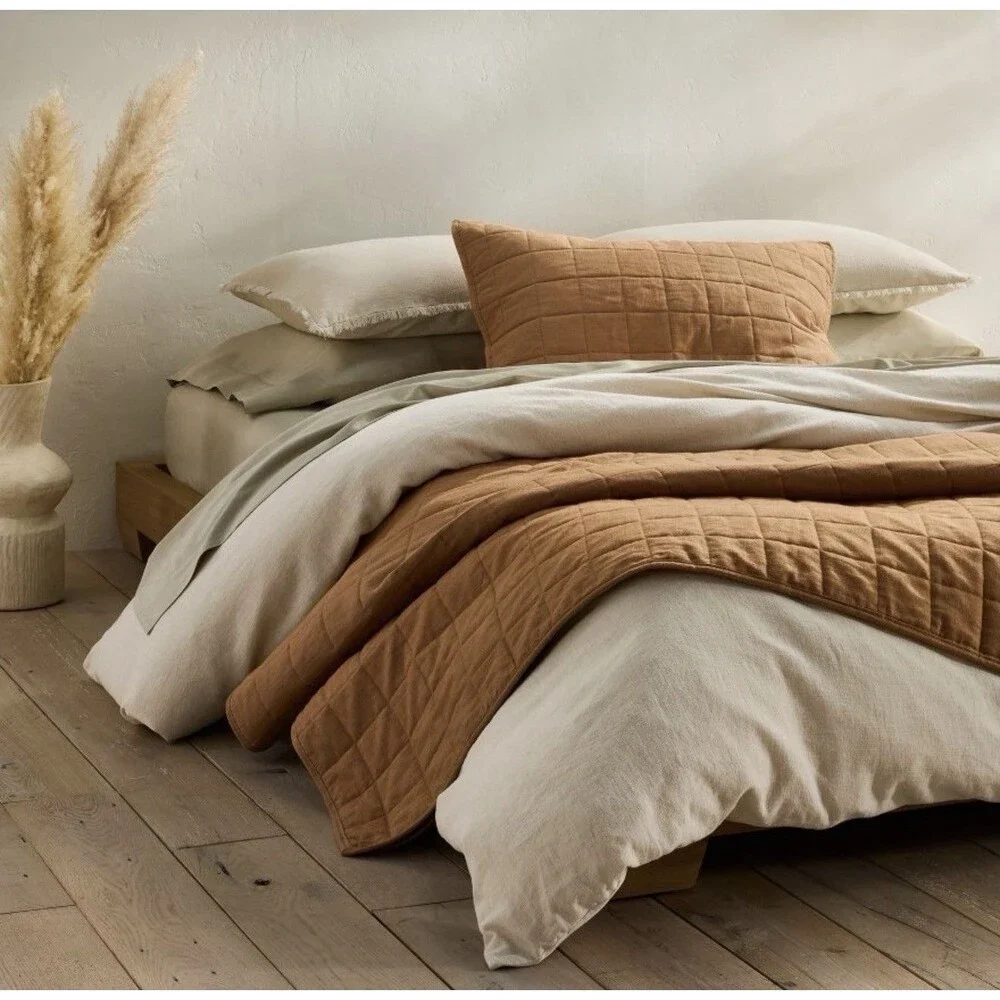 Full/Queen Heavyweight Linen Blend Duvet Cover & Sham Set Natural - Casaluna NEW
